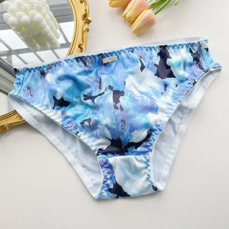 

Japanese Style Sexy Man's Floral Panties Low Waist Erotic Panties Nightclub Live Show Dance Party BF Gift Costume