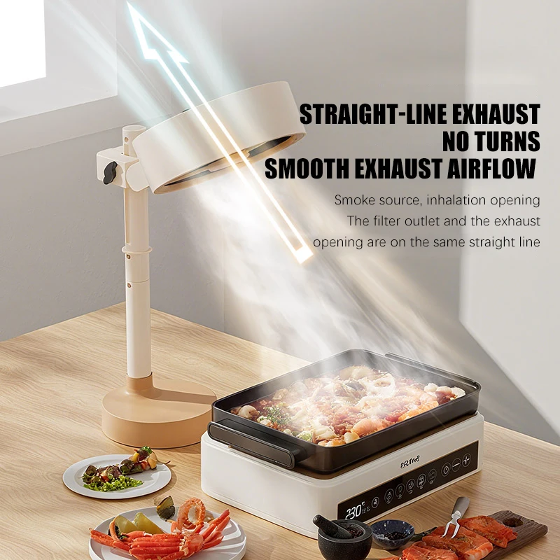 Exaustor de Mesa Portátil Recarregável com Filtro de Ar para Cozinha, Churrasco, Hot Pot e Culinária Interna