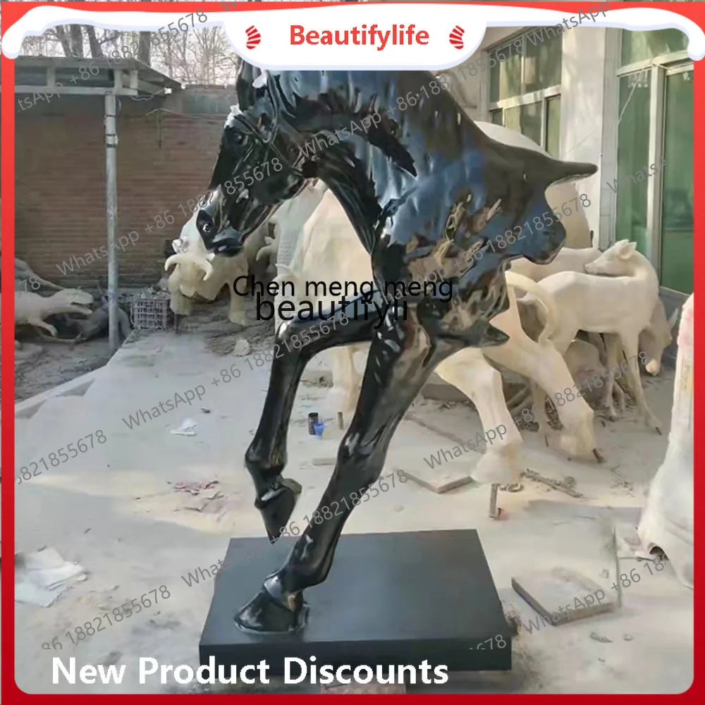 sscn8617 Fiberglass Half-Body Horse Sculpture Simulation Animal Horse Sculpture Creative Resin through the Wall