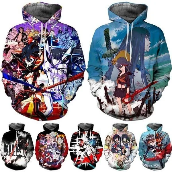 

2024 Fashion Streetwear 3d Long Sleeve Pullover Men's Anime Print Hoodie