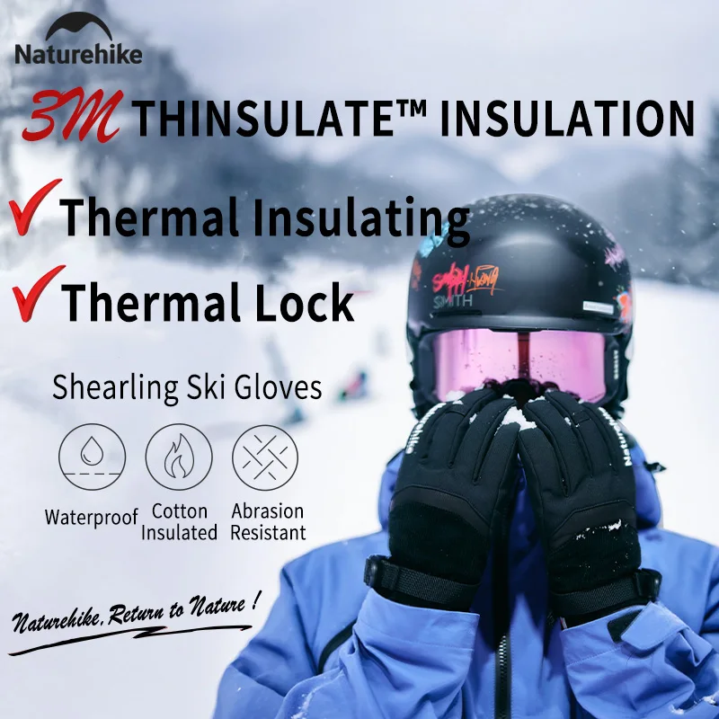 

Naturehike Ski Gloves Waterproof Cold Weather, Thermal Insulated Touchscreen Snow Gloves For Men Women, Anti-Slip Hiking Outdoor
