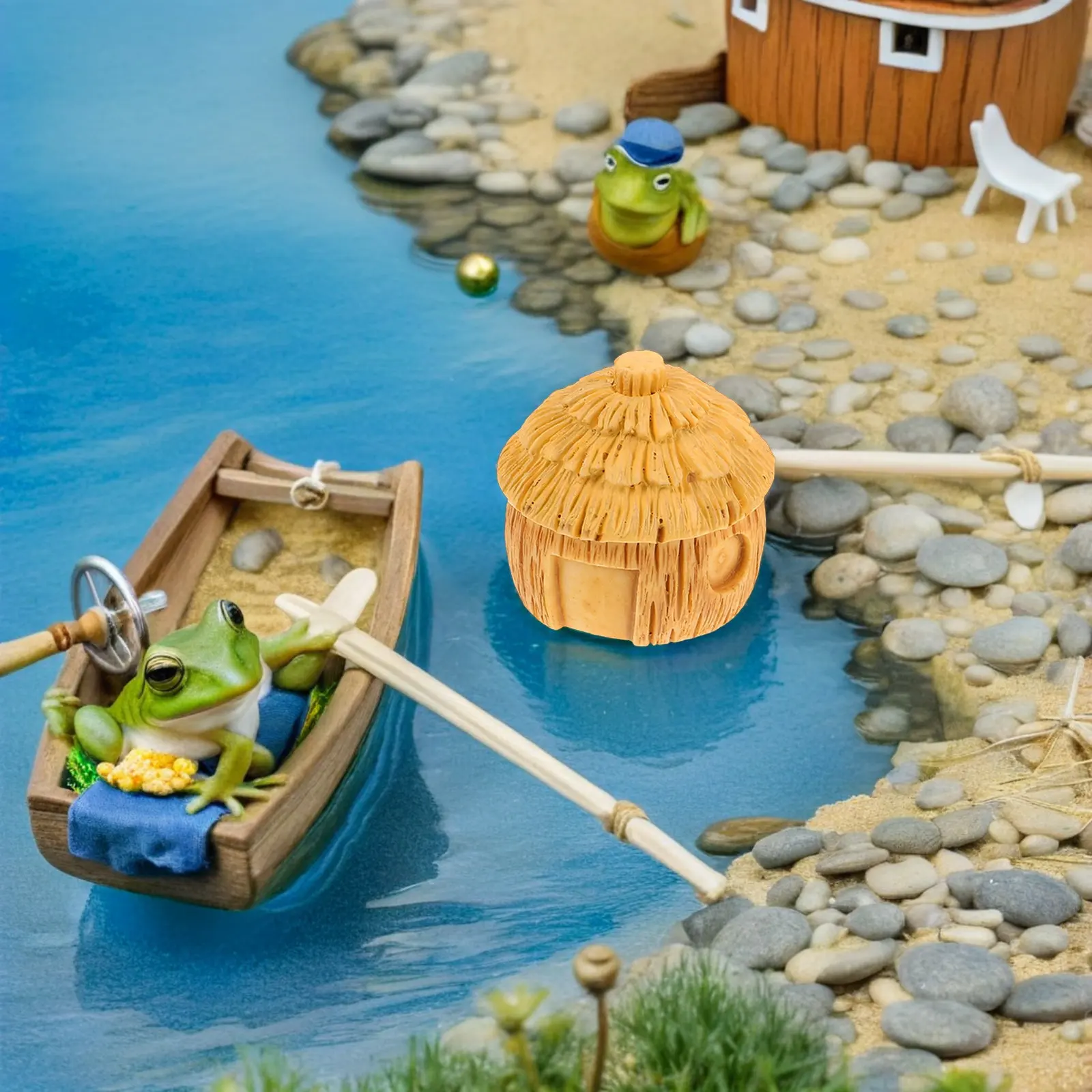 5Pcs Mini Resin Farmhouse Miniature Village Houses Micro Landscape Garden Yard Accessories for Succulent Planting Bonsai