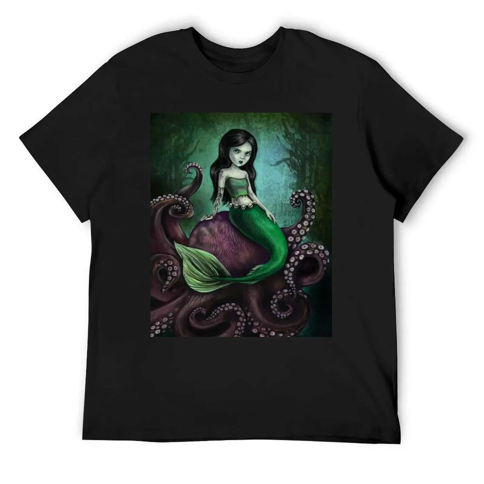 

Футболка Dark Mermaid Octopus, персонализированная футболка, топы больших размеров, белые быстросохнущие черные футболки для мальчиков для мужчин