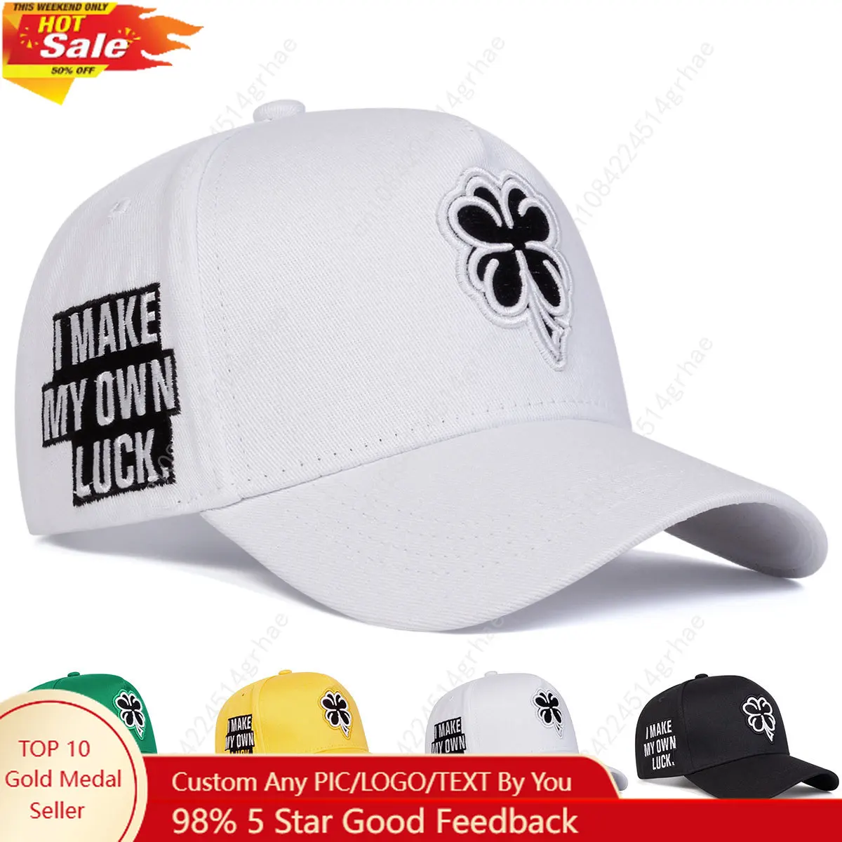 Unisex Clover Embroidery Baseball Net Caps Spring and Summer Outdoor Adjustable Casual Hats Sunscreen Hat