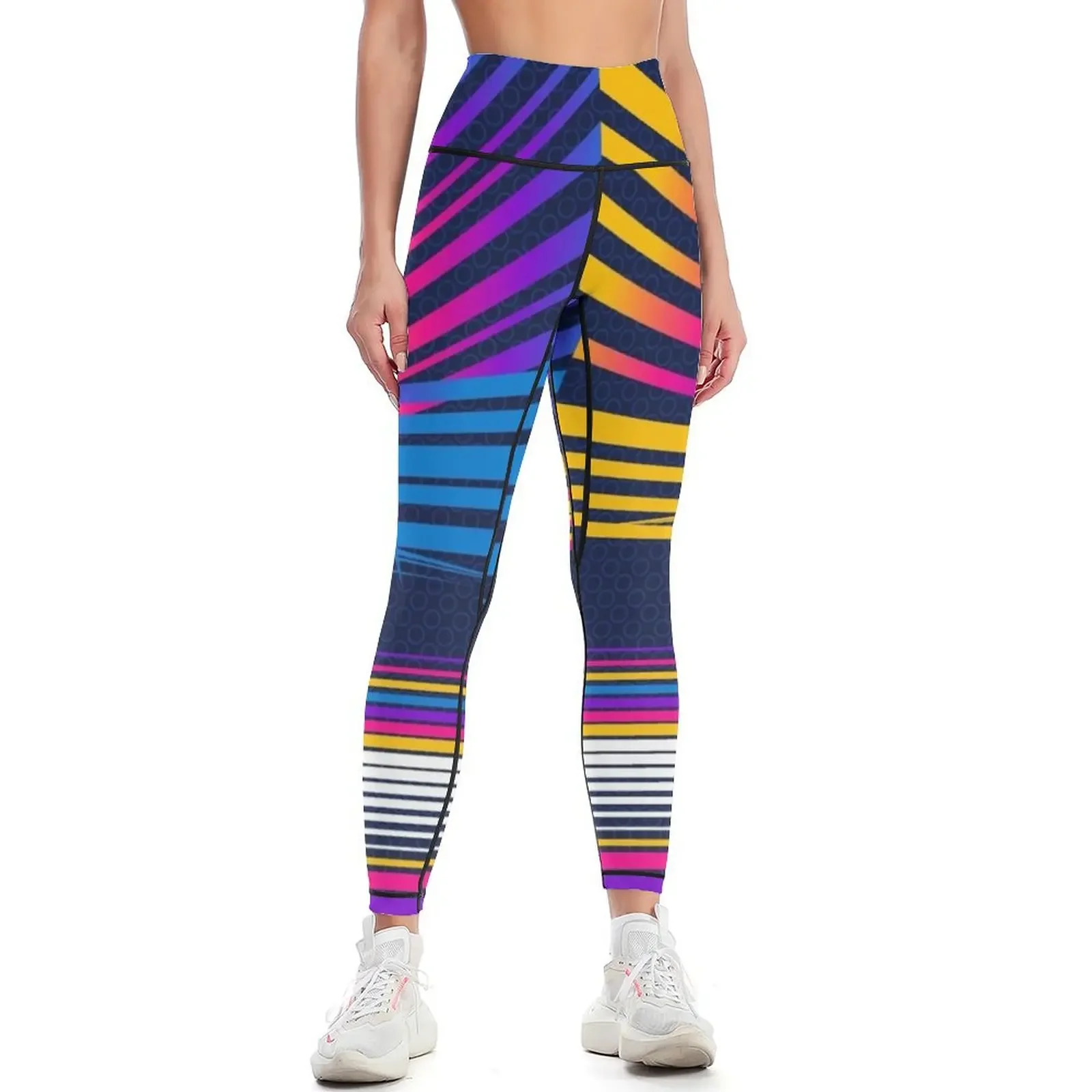 

Retro neon lasers abstract design Leggings harem pants sport set sporty woman push up leggins push up woman Womens Leggings