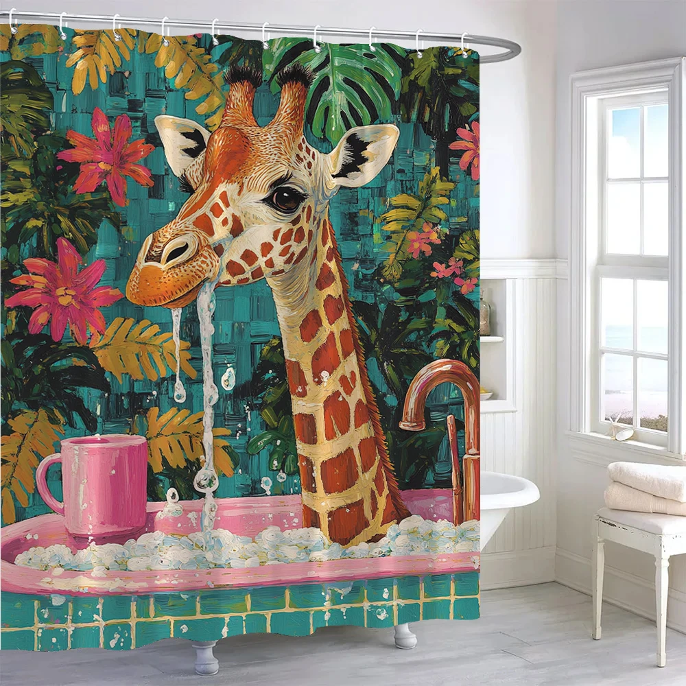 

Zebra Shower Curtain, Floral Plants, Fun leopard animals ,Bathroom Decorative Shower Curtain, Printed fabric Home Curtain