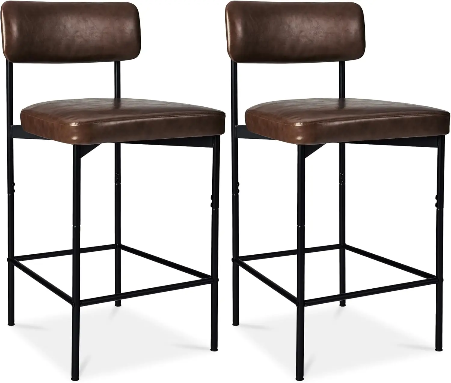 

Set of 2, Armless Counter Height Bar Stools, Modern PU Faux Leather Stools for Kitchen Island, Home, Dining - Mocha Brown
