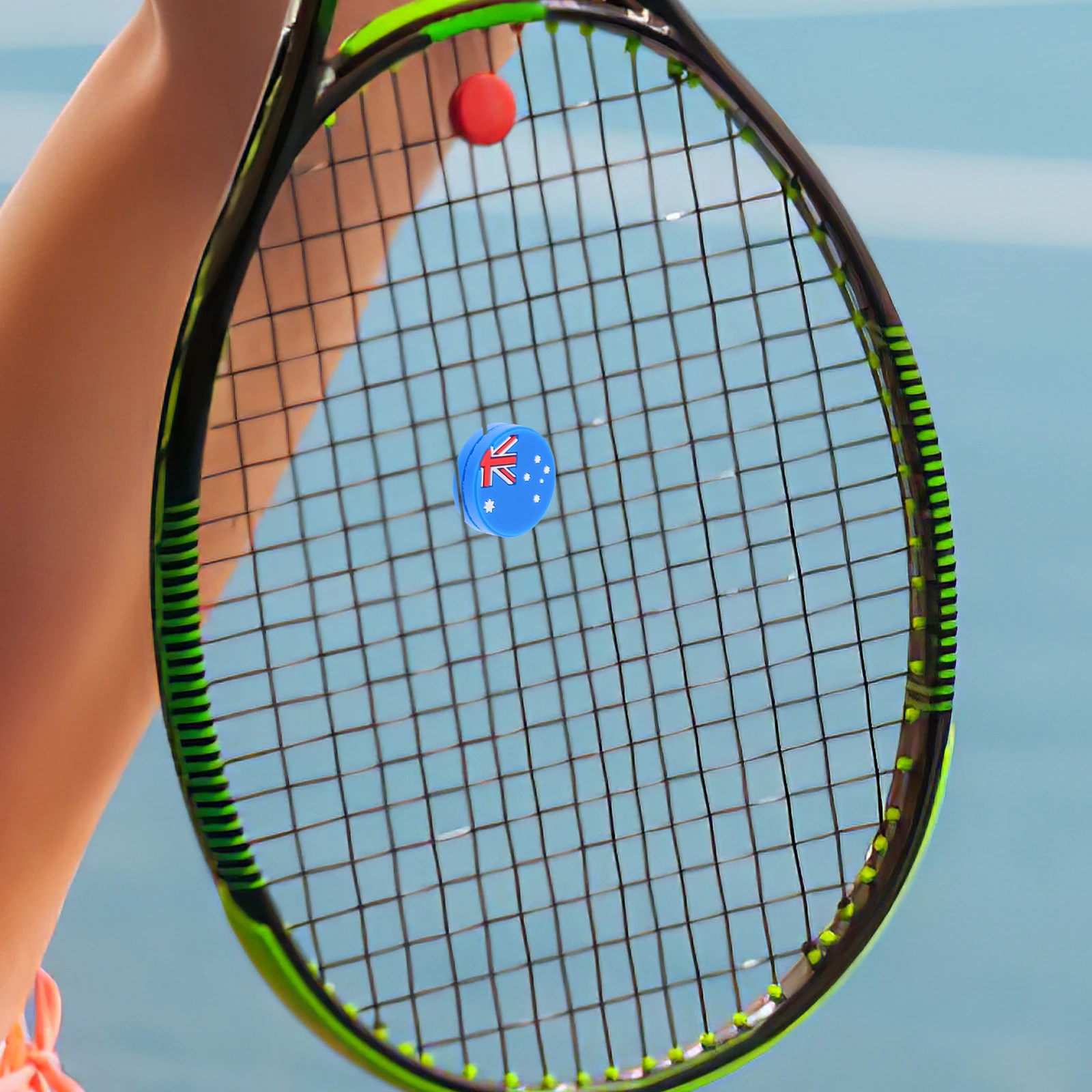 

6Pcs Tennis Racket Vibration Dampeners National Flag Silicone Shock Absorbers Reduce Impact Stabilize Racket Performance