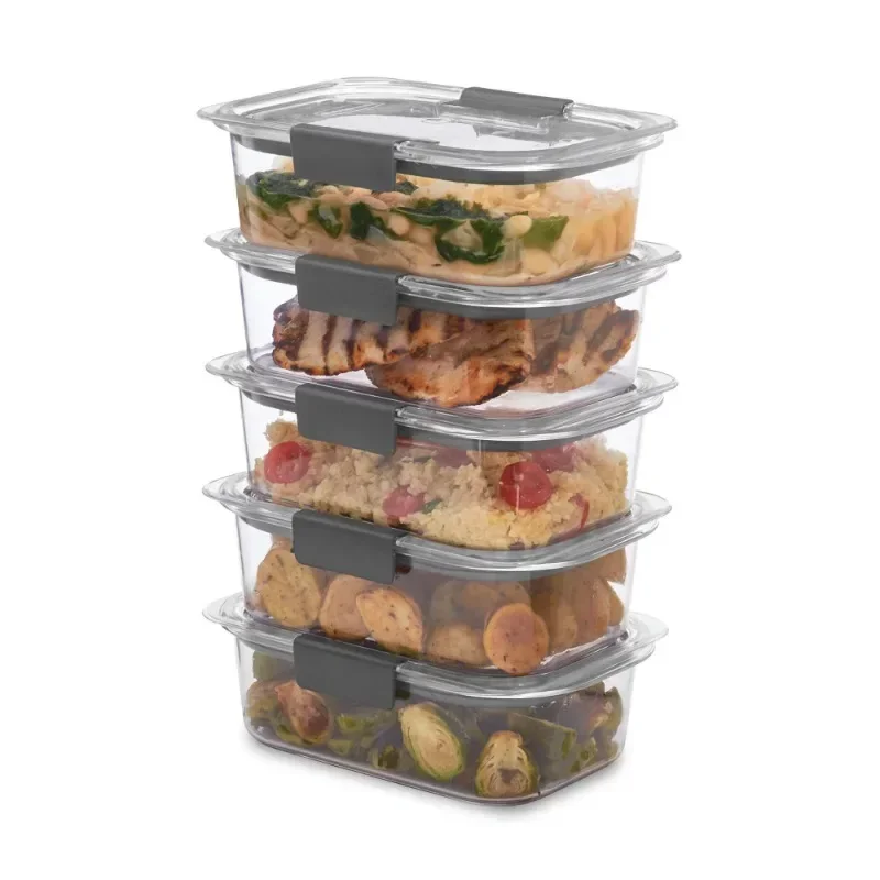 Rubbermaid Brilliance Food Storage Containers, 3.2 Cup 5 Pack, Leak-Proof, BPA Free, Clear Tritan Plastic