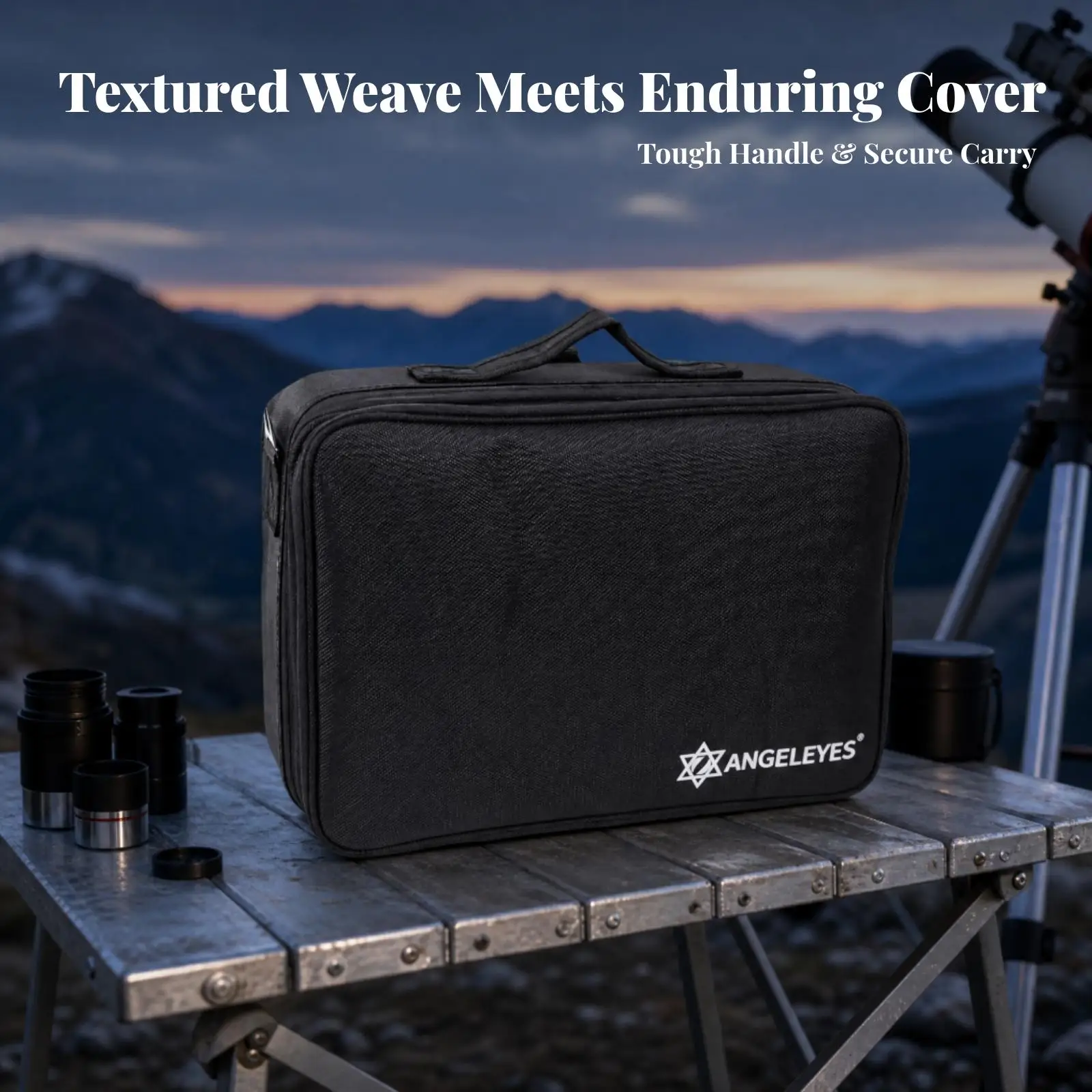 Black Rectangular Telescope Eyepiece Bag for Binoculars Harness Chest Pocket with Top Handle Portable