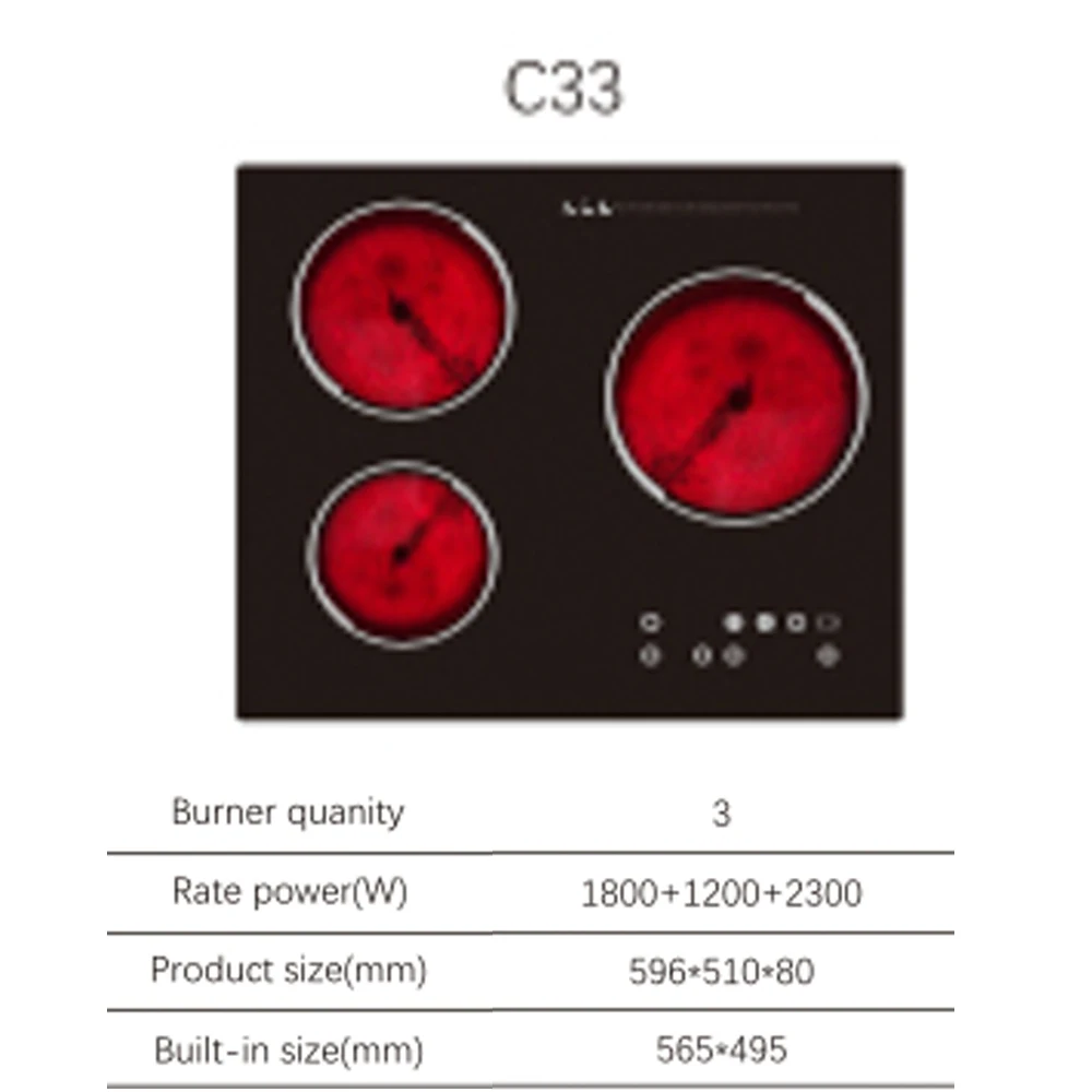 Commercial Threer-head Electric Cooker Ceramic Cooker Electric Stove Integrated Embedded Cooktop Stove High Power Ceramic Hob