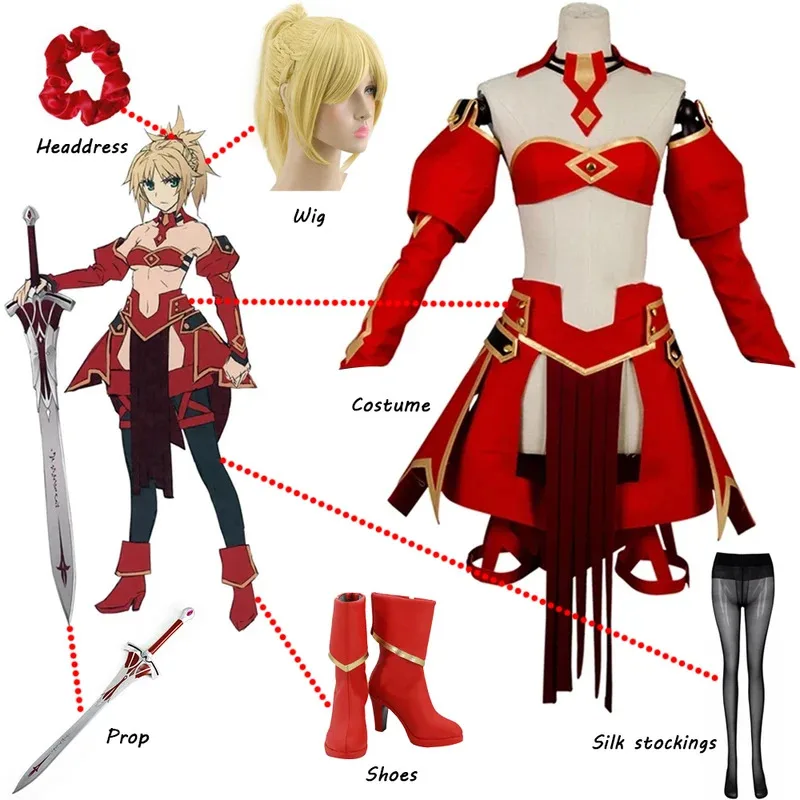 QQ681 مصير الطلب الكبير Astolfo فستان مصير أبوكريفا صابر من الأحمر موردريد تأثيري حلي ملابس حفلات الهالوين تخصيص