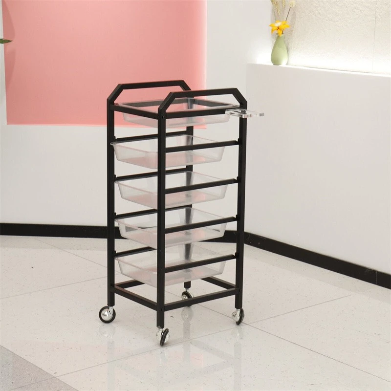 Foldable Trolley Cart Hair Black Aesthetics Salon Station Hairdresser Beauty Wheels Gold Eyelash Pink Furniture Drawer Drawers