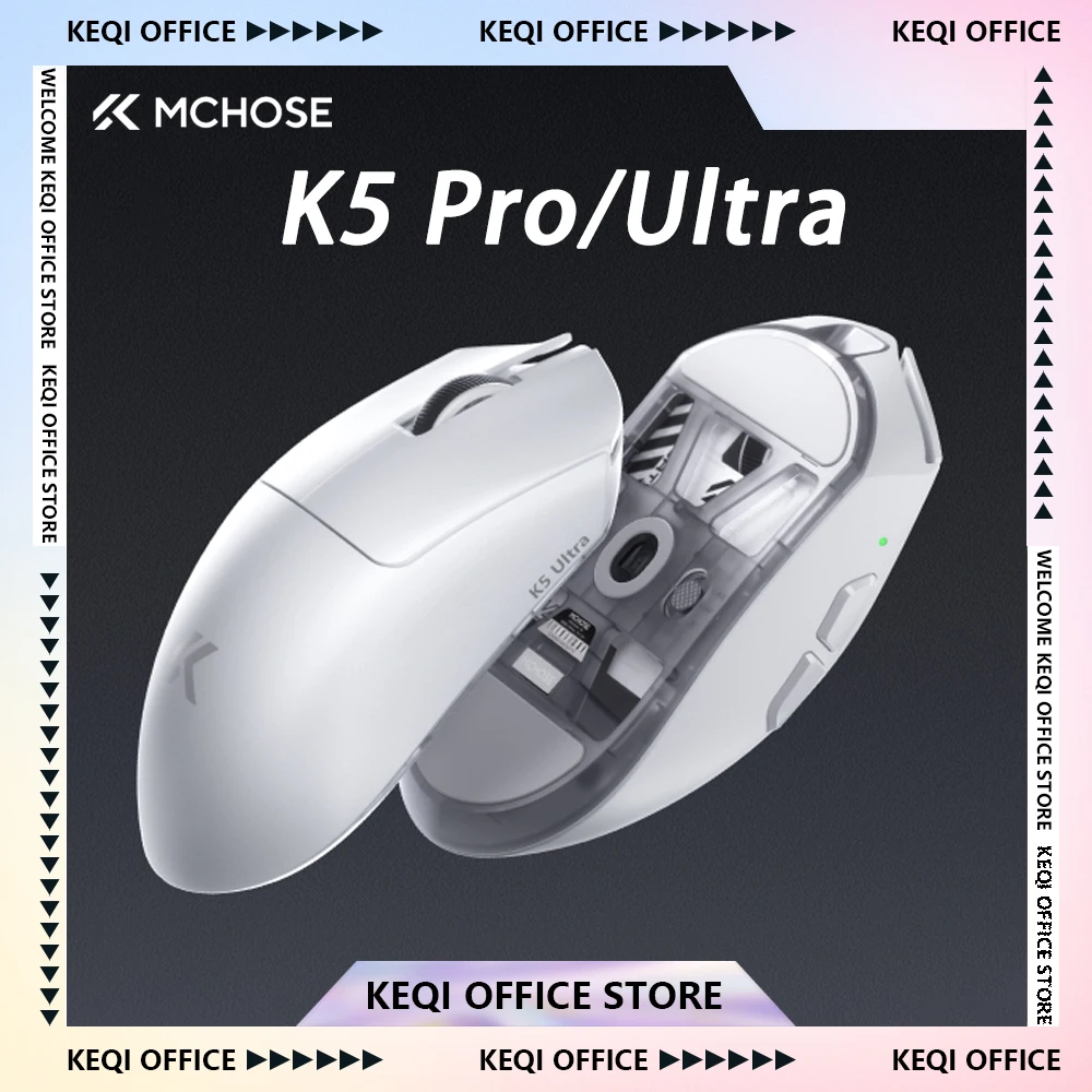 MCHOSE K5 Pro/Ultra Gaming Mouse Dual 8K Three-mode Wireless Bluetooth Lightweight Office Mouse Customized Gamer Gifts