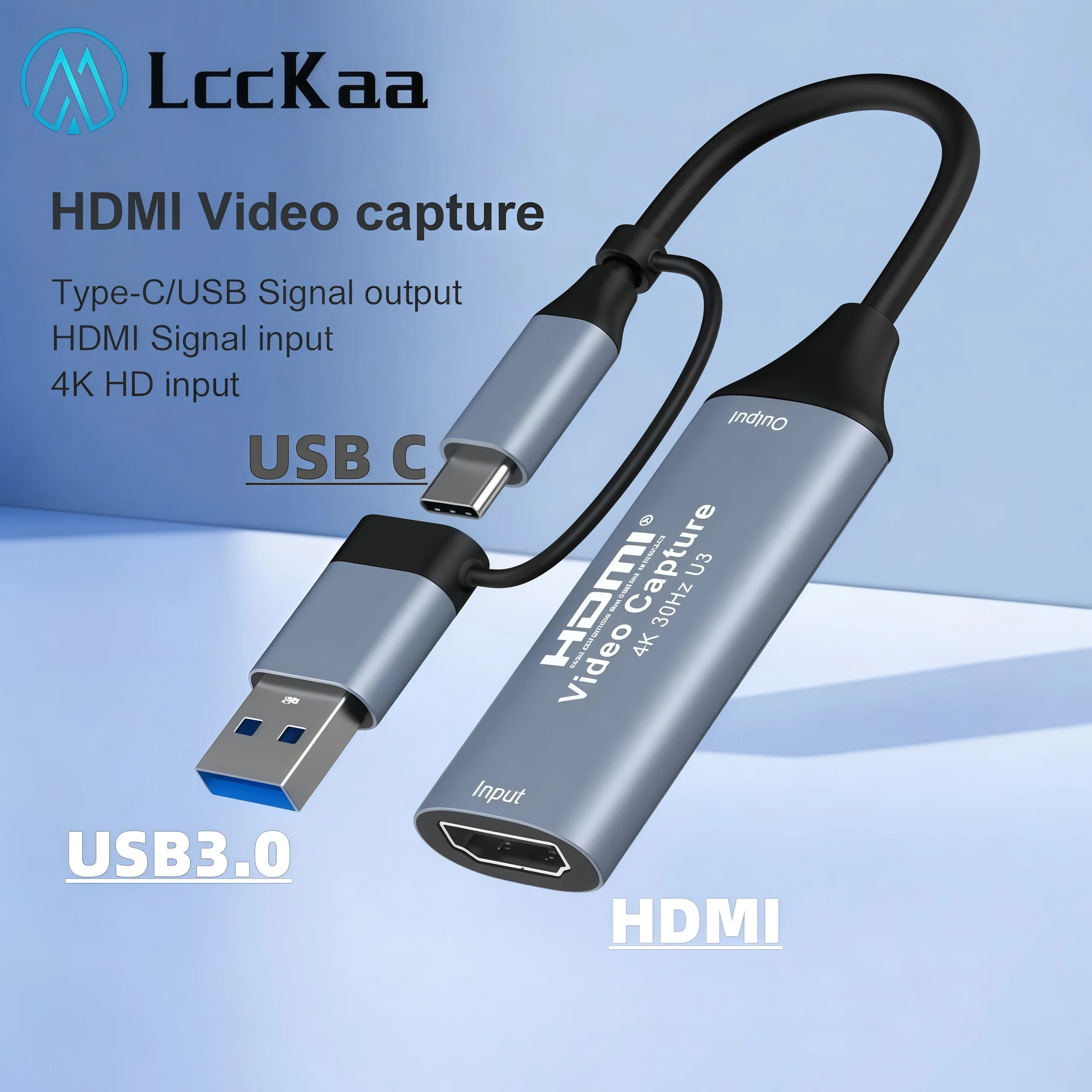 2 in 1 USB3.0 HDMI Video Capture Card 4K@30Hz Input 1080P@60Hz Grabber Type-C Audio Video Recorder for Switch PS5 Xbox Live