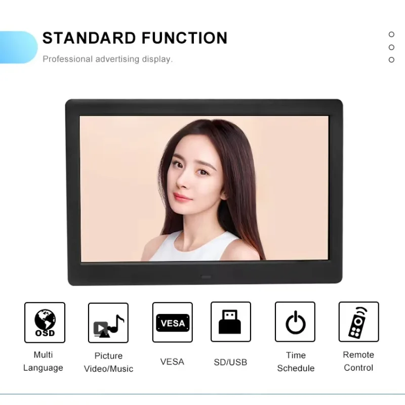 Ultra Slim Custom logo Usb Sd Card Ips hd 1080p LCD Display Video Picture 10 Inch Digital Photo Frame