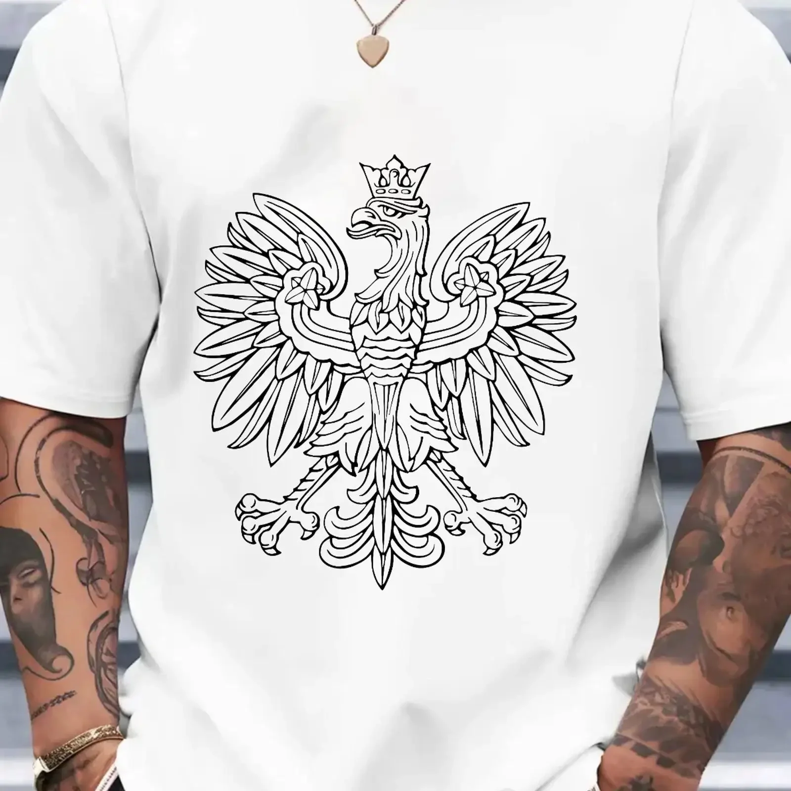 Royal Polish Eagle Crowned T Shirt Regal Minimalist Streetwear Top vintage Washed designer clothes Stretched Slightly Soft