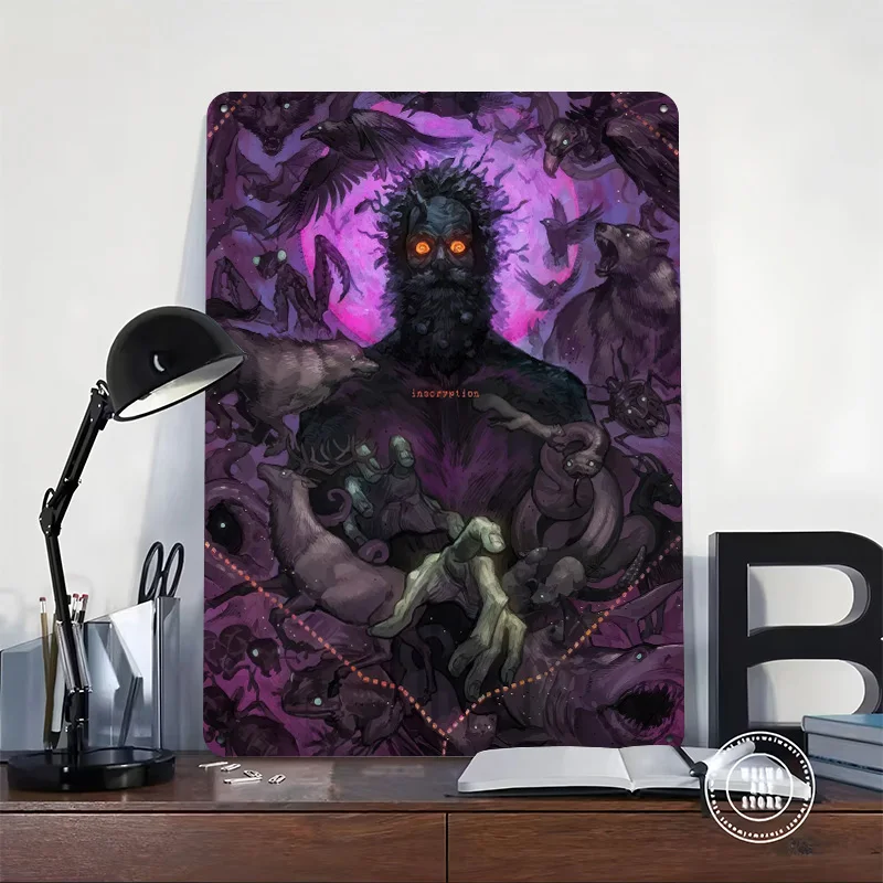 Inscryption Game Art Poster Retro 3D Printed Metal Signs Customized Wall Hanging Gift for Modern Home Decoration Gaming House