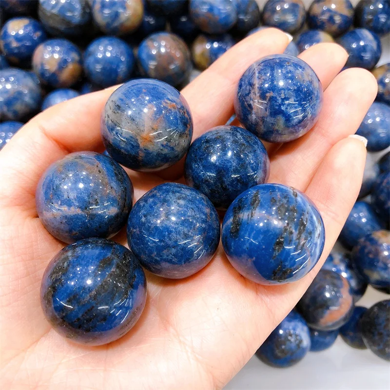 10PCS Natural Blue Sodalite Sphere Quartz DIY Healing Bracelet Spiritual Prayer Meditation Crystal Stone 2CM