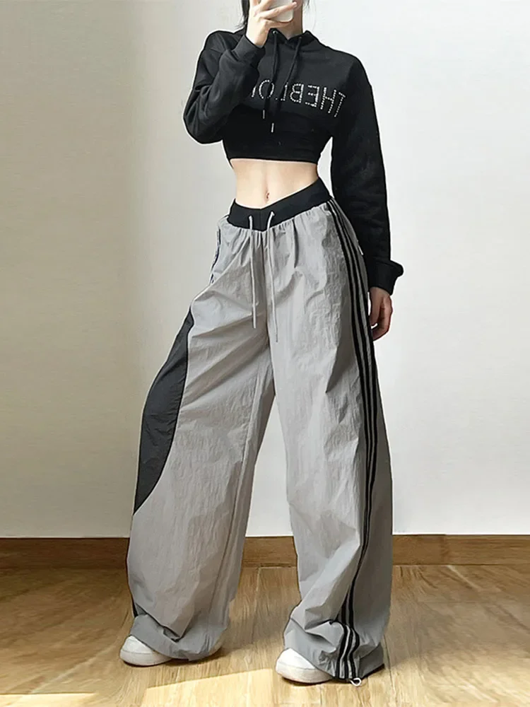 Y2K Women Streetwear Techwear Cargo Korean Parachute Track Pants Tech Sweatpants Oversize Wide Leg Joggers Trousers Clothes