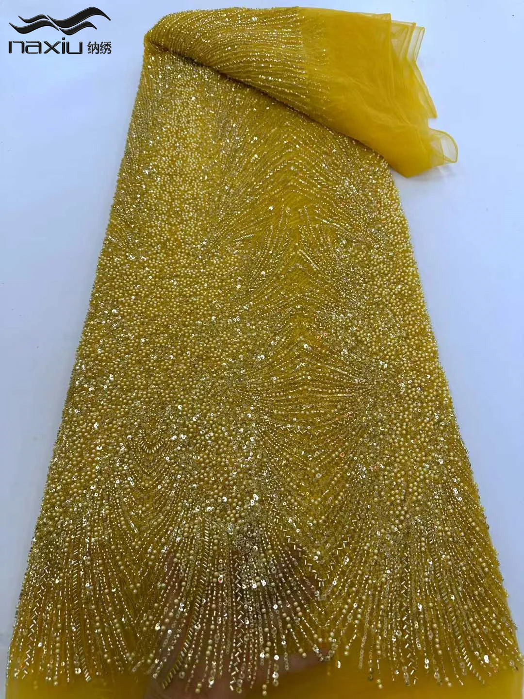 

Madison Luxury Sequins Lace Fabric 2026 High Quality French African Beaded Lace Fabric Nigerian Embroidery Fabric For Wedding