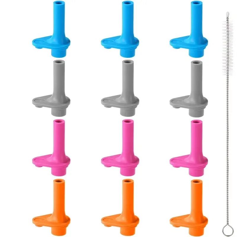 AB33-12Pcs Bite Valve Replacement Parts For Zak, Leak-Proof Silicone Mouthpiece With Cleaning Brush& 15Oz Straw Cup Lid Accessor