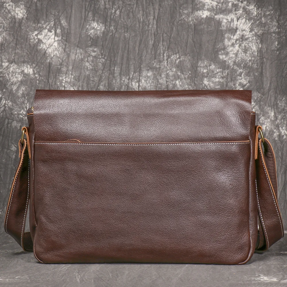 LUOKIR Retro New Men's Leather Shoulder Bag Vegetable-tanned Leather Crossbody Bag Large Capacity Cowhide Laptop Bag Briefcase