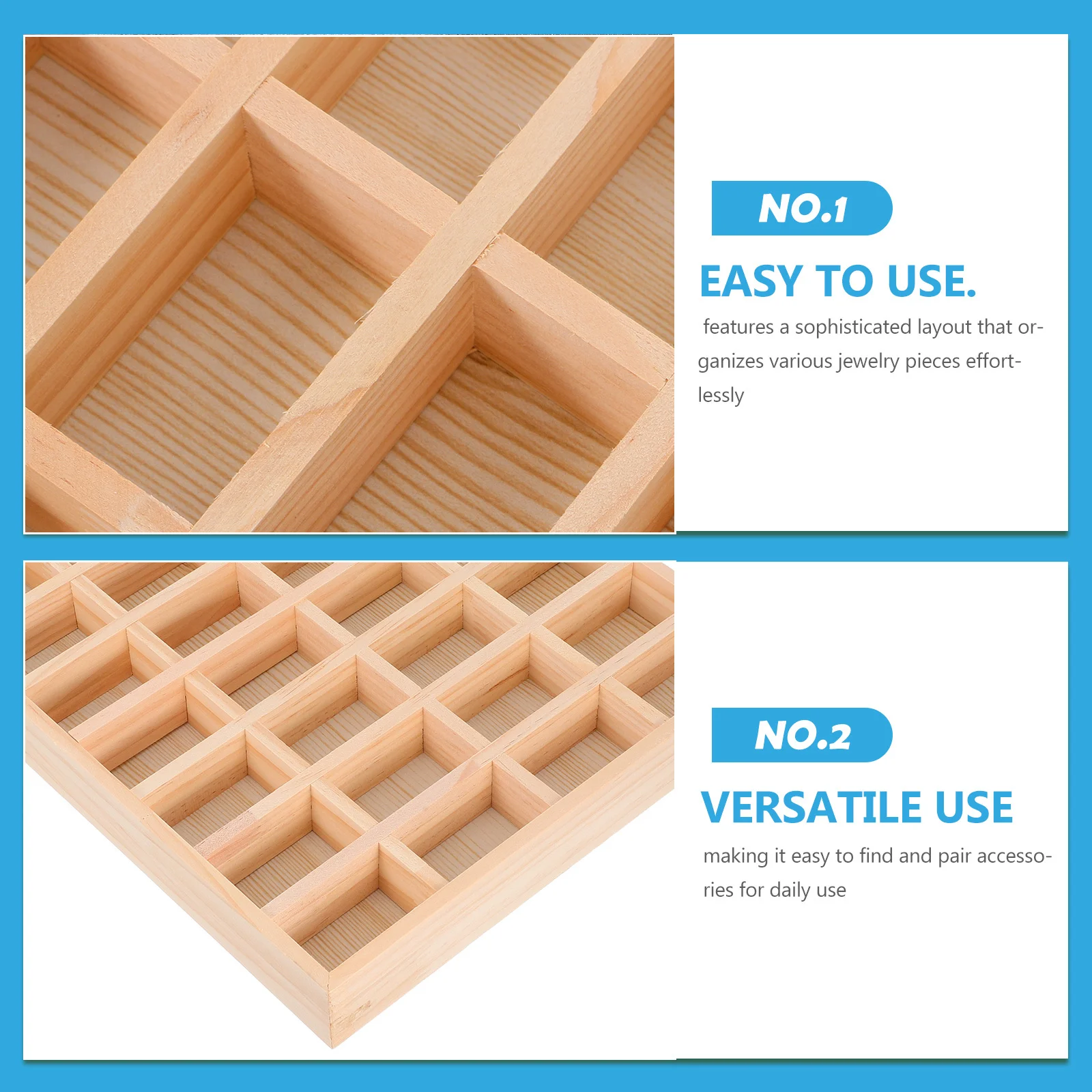 36-Grid Jewelry Storage Wood Design For Necklace Bracelet Organizer Drawer Display Box Table Top Trinket Tray Beading Board