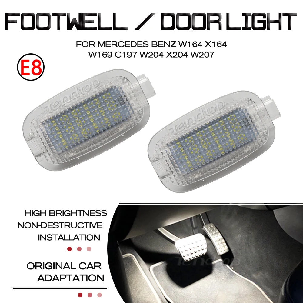 2x LED Car Door Courtesy Welcome Lamp Luggage Compartment Trunk Footwell Lights For Benz W204 W216 W212 C207 X204 GLK W221 R230