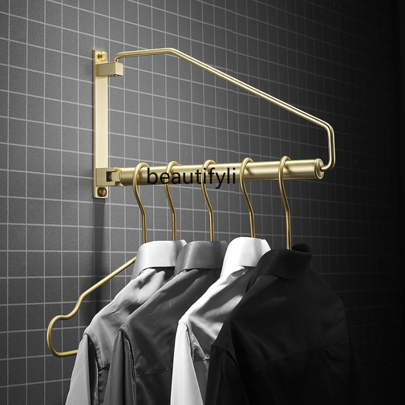 

yj Brass Household Collapsible Clothes Hanger Golden Rotating Hanger Balcony Wardrobe Hanger