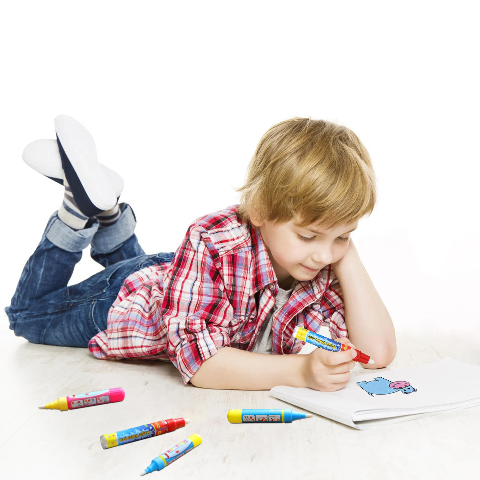 Clear Water Brushes Aqua Painting Supplies Doodle Pens Kids Toys Non Toxic Vibrant Colors Sturdy Tips Easy Drawing Water Mat