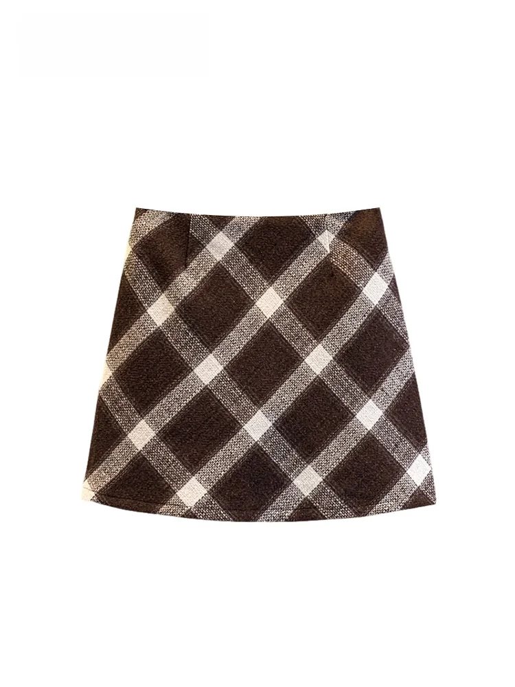 

plus Size A-Line Skirt Women's Plaid Pattern Autumn Season Pear aped Body Commute Sle Polyester Fiber Single Piece