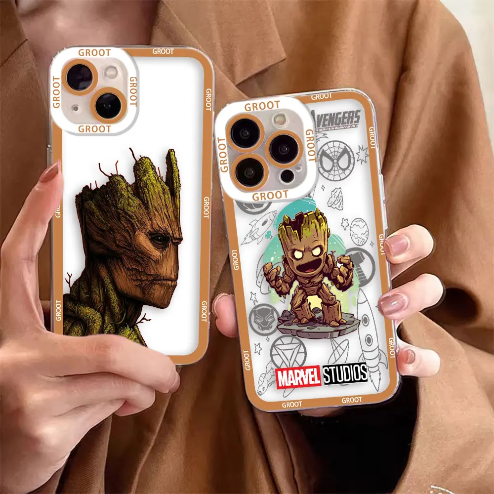 Marvel's Cute Groot Cover Clear Phone Cqoue Case For Samsung A03 A04 A05 A05S A11 S10 S20 S21 S22 S23 FE PLUS ULTRA 5G Case Case