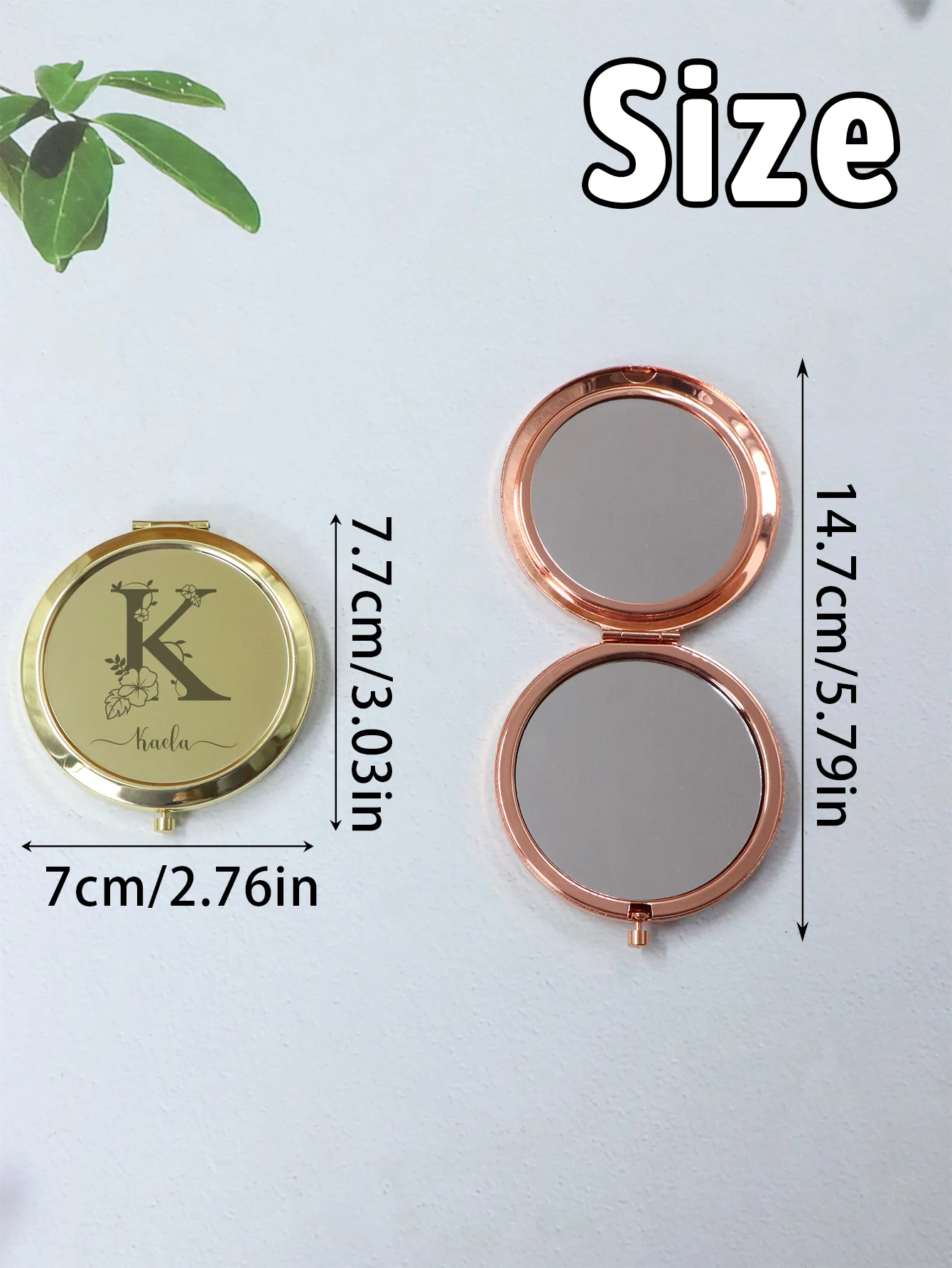 Customized Pocket Mirror, Personalized Name Folding Makeup Mirror, Customized Stainless Steel Mini Mirror,