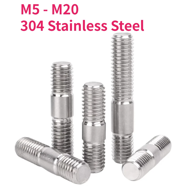 M5 M6 M8 M10 M12 M14 M16 M18 M20 304 Stainless Steel Unequal Length Double End Bolts Dual Thread Rod Stud Bar Tooth Stick