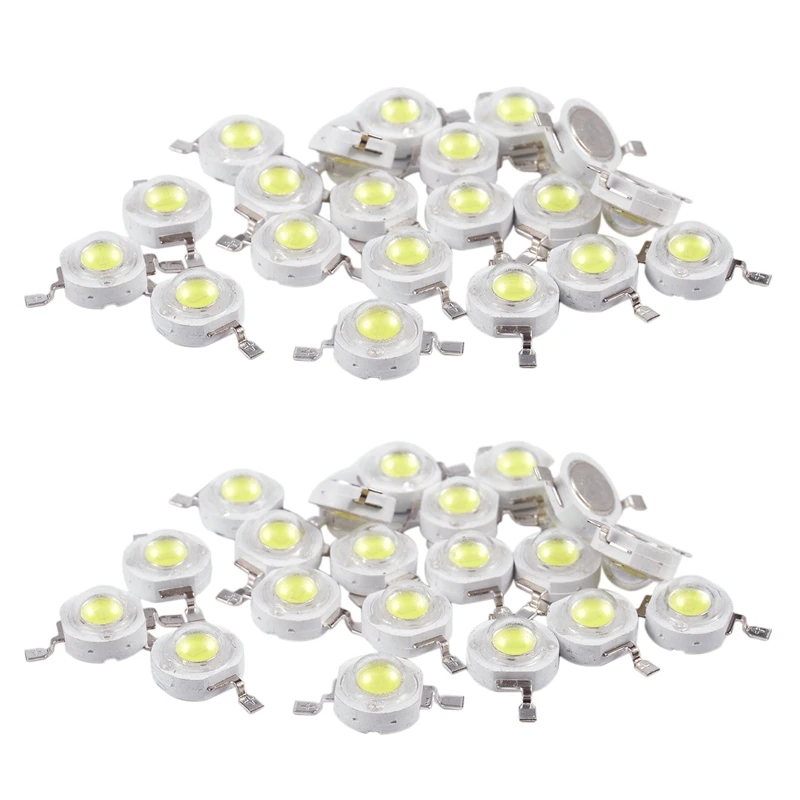 

40 Pcs High Power 2 Pin 3W White LED Bead Emitters 170-190Lm 6000K