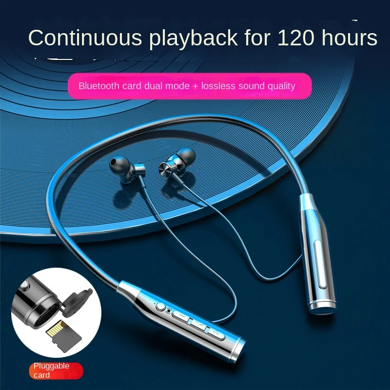 Bluetooth Headset Neck-Mounted Wireless In-Ear Sports Large Power Ultra-Long Life Battery Plug-In Card