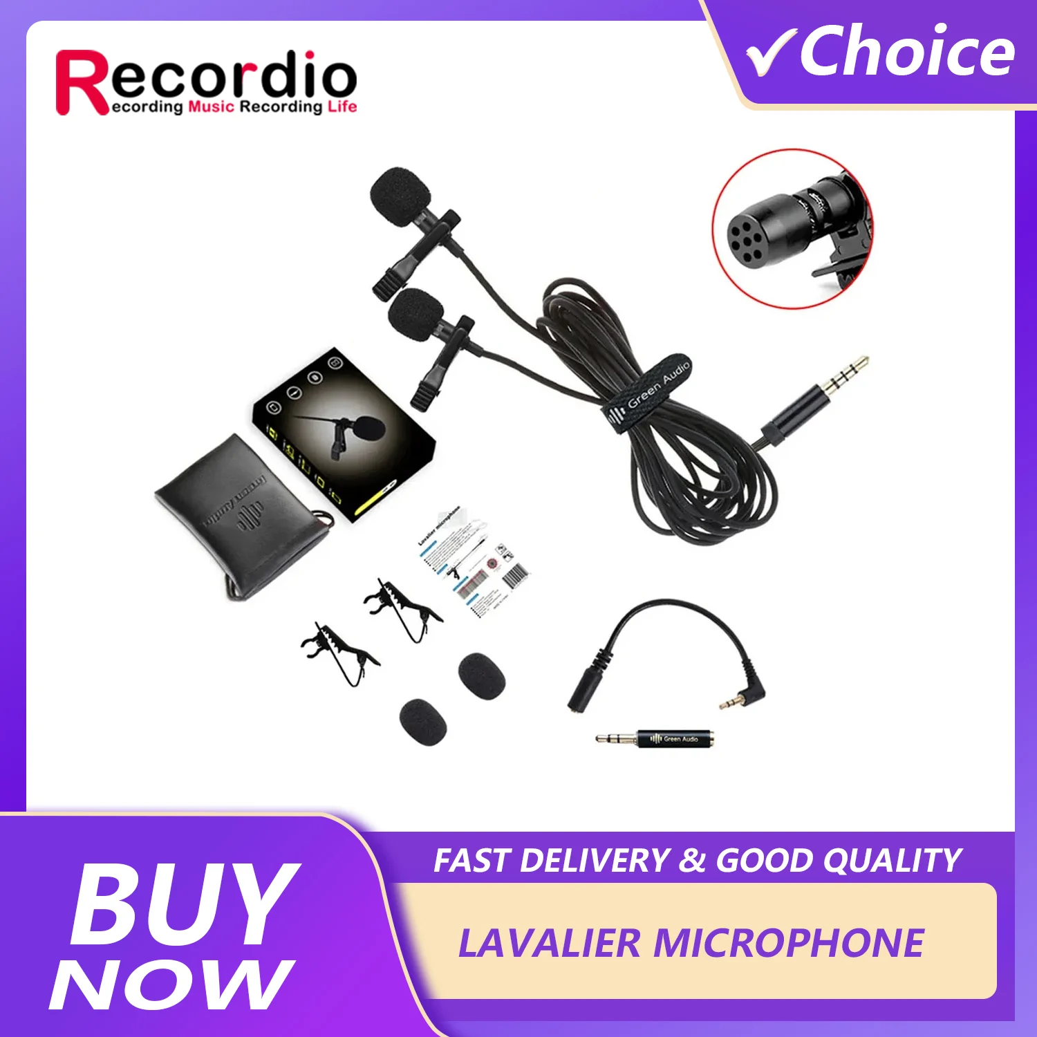 

GAM-16D New Dual-head Clip Lavalier Collar Microphone for Speaking Tie Clip-on Lapel Microphone for in Lectures