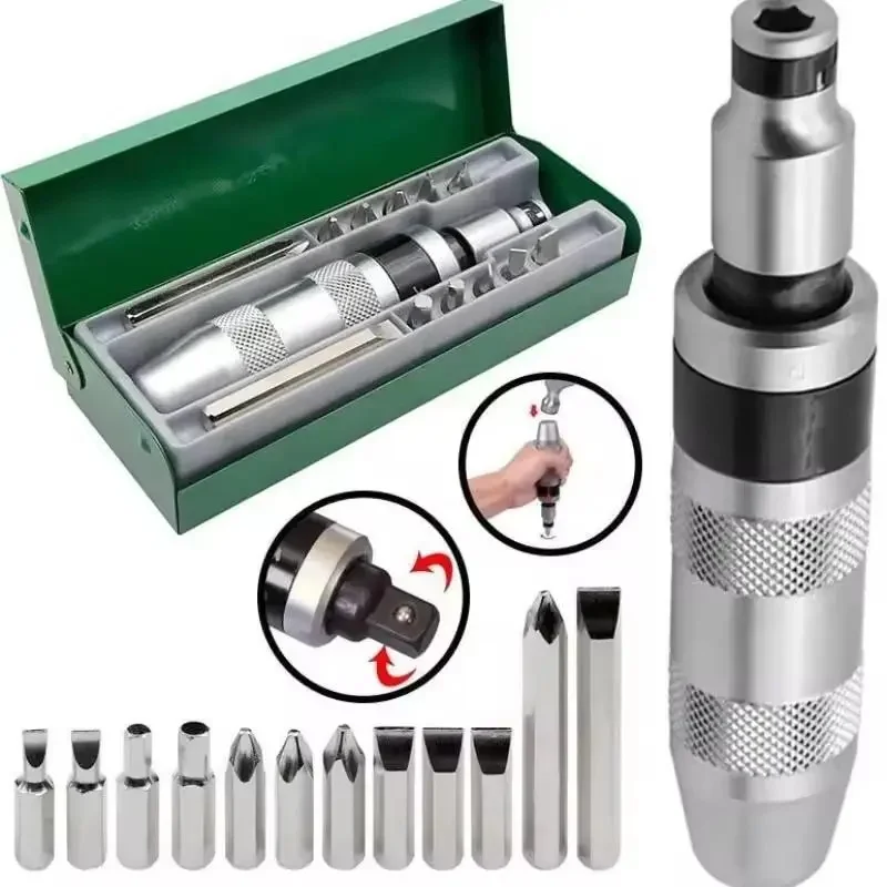 13-Piece Set Impact Screwdriver Kit Rusty Stubborn Broken Screw Remover Tool Box for Home Auto Repair