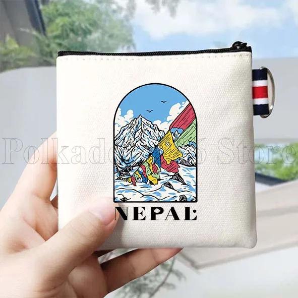 نيبال العلم خريطة بوذا عيون النيبالية الوطنية هدية قماش محفظة نسائية للعملات المعدنية حقيبة صغيرة مربع مفتاح تخزين حافظة للبطاقات القطن المحفظة الحقيبة