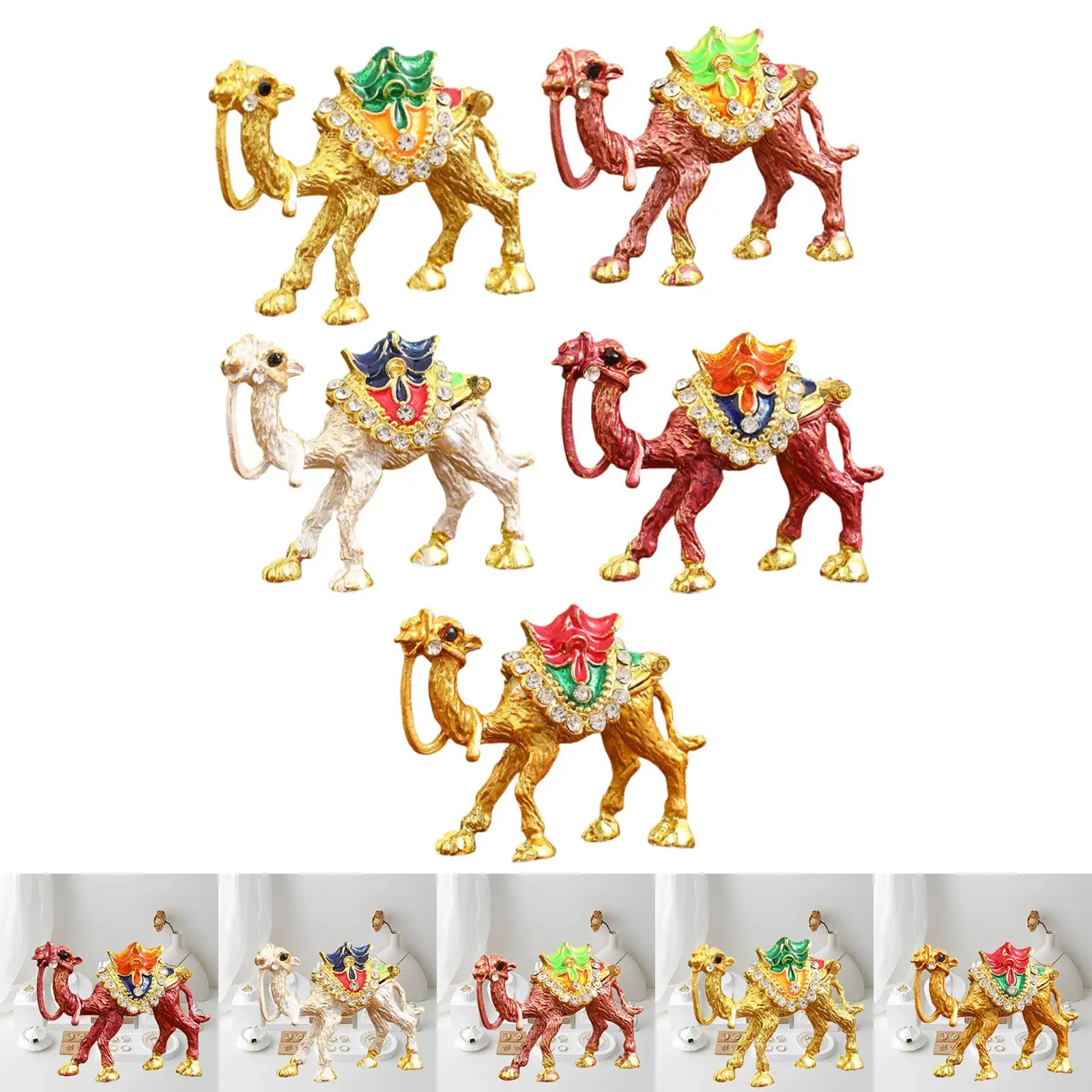 Portable Camel Jewelry Case Alloy Trinket Box Organizer for Collectible Display and Gift Storage