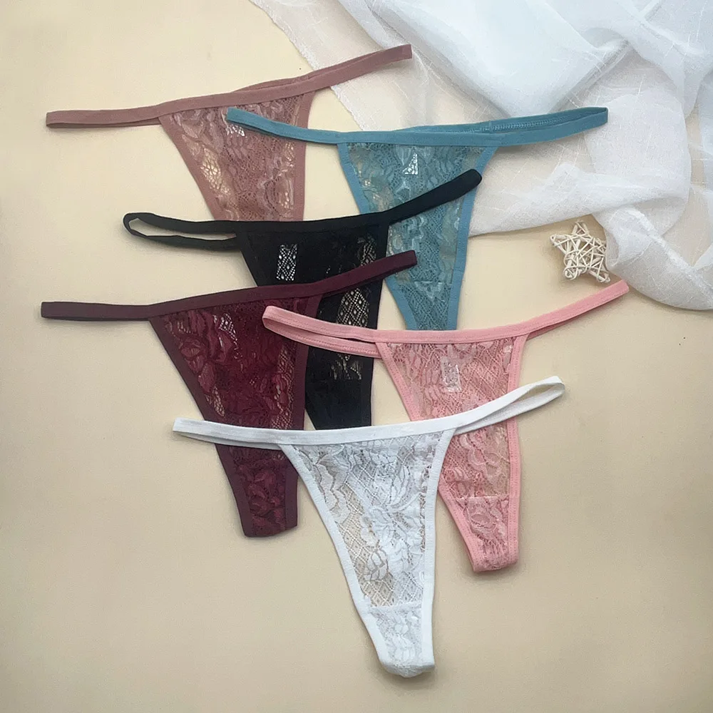 Moonflame 12 Pcs/Set Sexy Lace Thongs for Women Low Rise Female Breathable Underpants Sexy Lingerie Ladies Panties