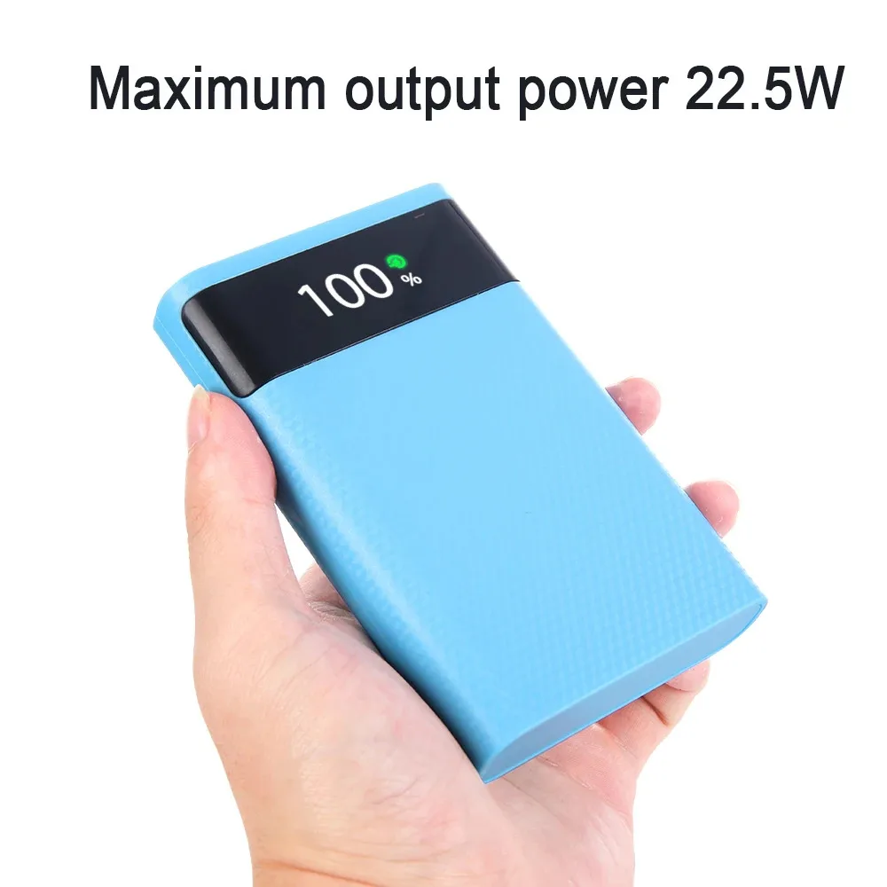25W Super Fast Power Bank Shell Storage Box Dual USB Micro Type C DIY 18650 Battery Case Holder No Batteries for Smartphones