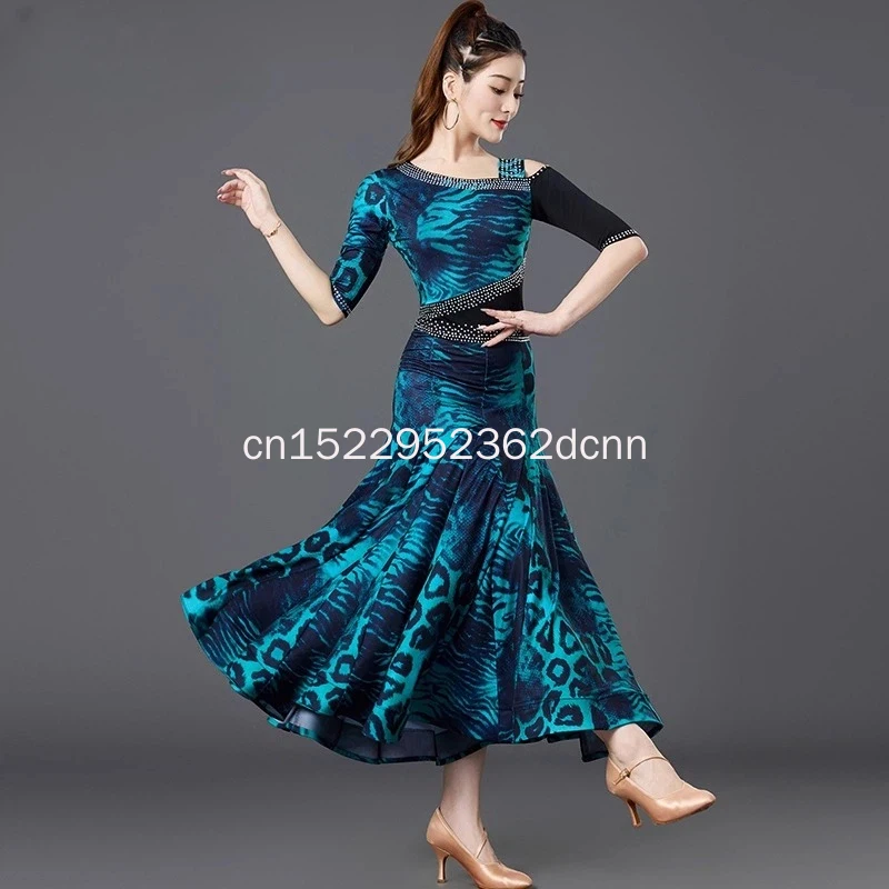 

2026 Одежда для бальных танцев с леопардовым принтом для женщин, современное платье для соревнований по социальным танцам, стандартные платья для вальса для взрослых