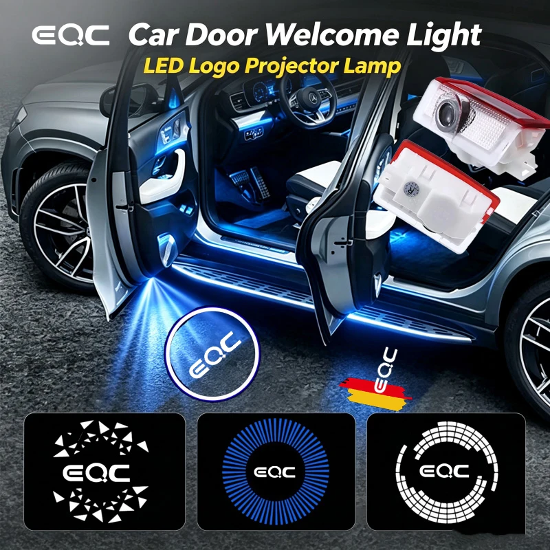 2PCS LED Car Door Welcome Courtesy Ghost Shadow Emblem Projector Lamps Decoration For Mercedes Benz EQC 2018‑2022 Accessories