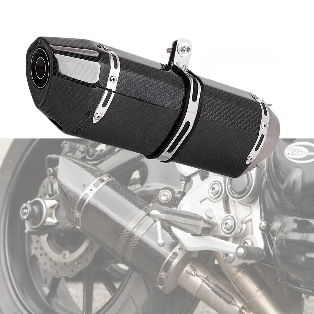 Universal Motorcycle Exhaust Escape System Muffler Hexagonal Carbon Fiber Modified  Pipe