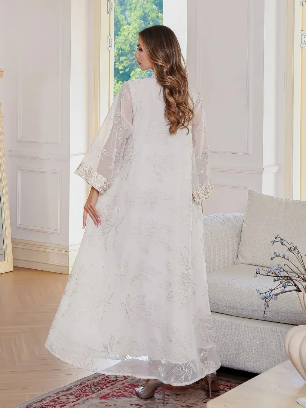 Eid Muslim Party Dress for Women Jalabiya Abaya Ramadan Long Dresses Abayas Woman Kimono Robe Caftan Vestidos Largos 2024