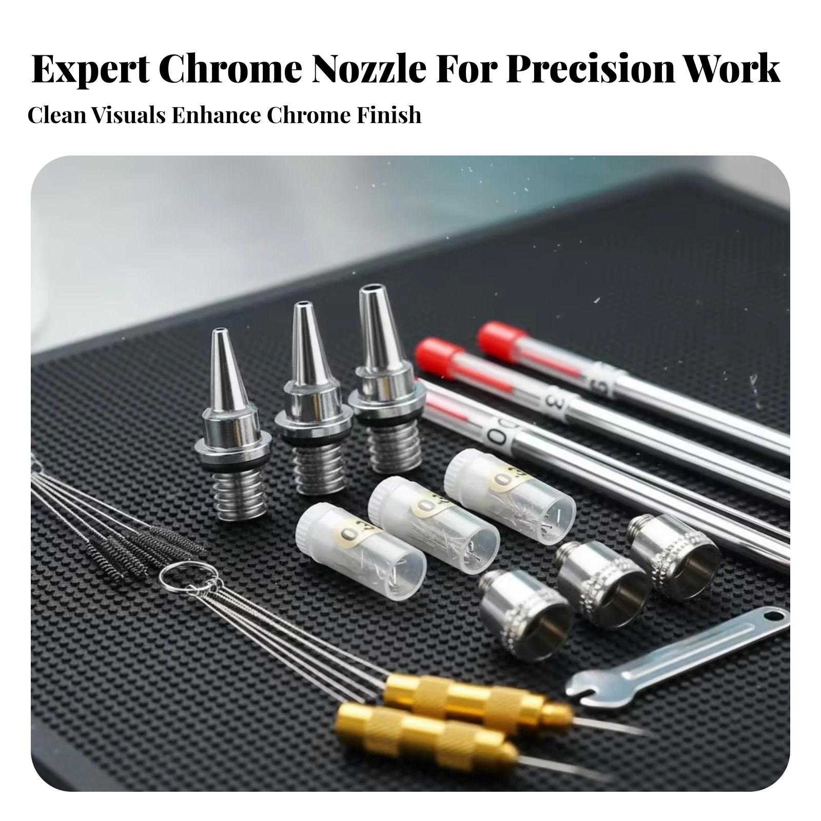 Airbrush Needle and Nozzle Set Precision Airbrush Replacement Parts Kit with Wrench Easy to Install Sturdy for Hobbyists