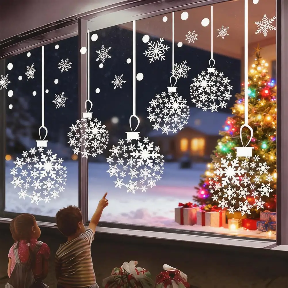 Fireplace Decor Stickers Snowflakes Window Sticker Christmas Snowflake Window Clings White Snowflake Stickers Winter for Glass