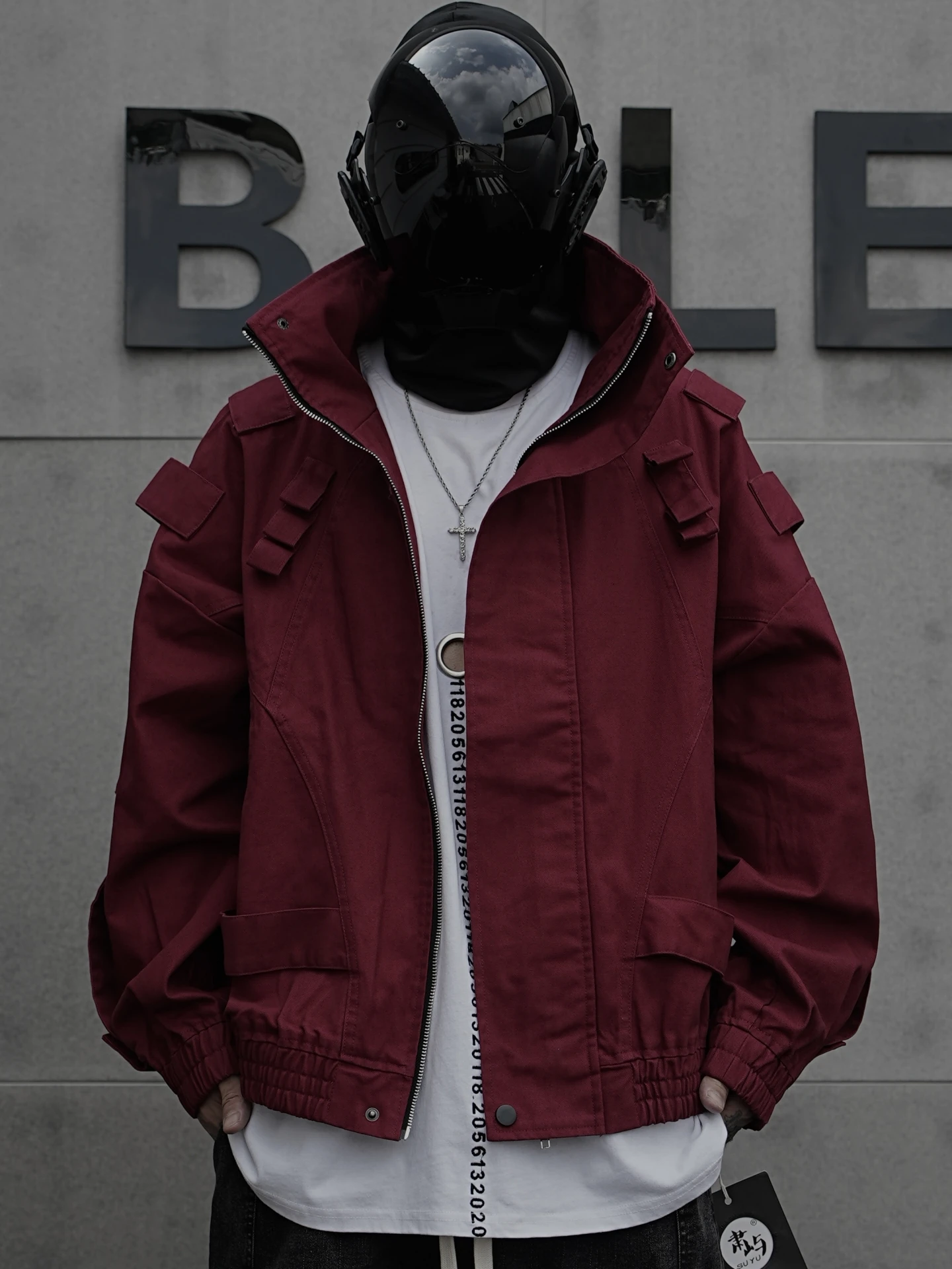 Heavy Function Future Sense Segmentation Structure Spray Black Coat Jacket Profile Distressed High Street Hip Hop Short